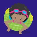 Pool Party Girl Mulatto Green Circle Dark 06 Royalty Free Stock Photo