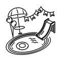Pool Party Icon. Doodle Hand Drawn or Outline Icon Style Royalty Free Stock Photo