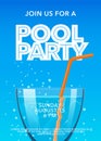 Pool party poster with cocktail vector illustration Royalty Free Stock Photo