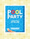 Pool party poster design.sexy lying woman with cocktail Royalty Free Stock Photo