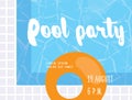 Pool party poster design template. Flat vector with swiming pool and modern lettering elements. Royalty Free Stock Photo
