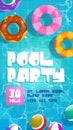 Pool party poster, summer background, flyer