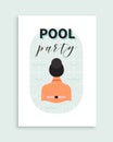 Pool party poster. Vector invitation to the beach event.