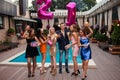 Pool party for 21st Birthday. Happy youth Royalty Free Stock Photo