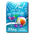 Pool Party Vacation Promo Flyer Poster Vector