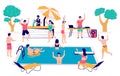 Pool party vector concept flat style design illustration Royalty Free Stock Photo