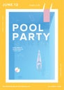 Pool party vertical poster. Open-air summer event placard. Colorful vector illustration. Royalty Free Stock Photo