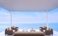 Pool pavilion with sea view 3d render.