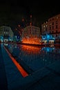 Pool of Place de la Republique during the Festival of Lights of Lyon