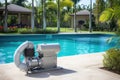 pool pump system beside a clean, inviting pool