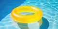 Pool Relaxation A Yellow Pool Float Ring Serenely Floating In A Crystalclear Swimming Pool Invoking