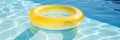 Pool Relaxation A Yellow Pool Float Ring Serenely Floating In A Crystalclear Swimming Pool Invoking