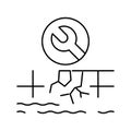 pool repair services line icon vector illustration