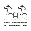 pool resting line icon vector illustration