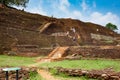 Pool in the royal garden palace complex on the top of Sigiriya Rock or Lion Rock near Dambulla in Sri Lanka Royalty Free Stock Photo