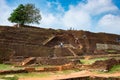 Pool in the royal garden palace complex on the top of Sigiriya Rock or Lion Rock near Dambulla in Sri Lanka Royalty Free Stock Photo