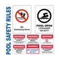 Pool Safety Rules set of Icon illustration on whtie background VOL 02 Royalty Free Stock Photo