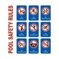 Pool Safety Rules set of Icon illustration on whtie background VOL 01 Royalty Free Stock Photo