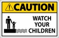 Pool Safety Sign Caution, Watch your Children