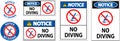 Pool Safety Sign Notice, No Diving