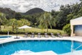 Pool shot with mountains in the background Royalty Free Stock Photo