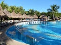 Pool amenities at a tropical resort in Cancun, Mexico Royalty Free Stock Photo