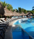 Pool amenities at a tropical resort in Cancun, Mexico Royalty Free Stock Photo