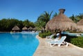 Pool amenities at a tropical resort in Cancun, Mexico Royalty Free Stock Photo