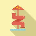 Pool slide icon flat vector. Waterpark amusement