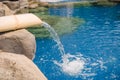 Pool spa still life with bamboo fountain and zen stone Royalty Free Stock Photo