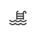 Pool stairs line icon