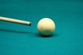 Pool stick and cue ball Royalty Free Stock Photo