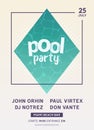 Pool summer party invitation banner flyer design. Water Pool party template poster Royalty Free Stock Photo