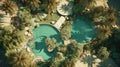 Aerial Oasis: Unreal Engine Pool In Desert With Organic Modernism