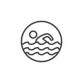 Pool swimming line icon