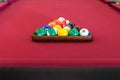 Pool Table / Balls Racked Up on Red Royalty Free Stock Photo