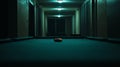 Pool table in dim hallway with billiard balls Royalty Free Stock Photo