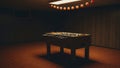 Pool Table in Dimly Lit Room Royalty Free Stock Photo