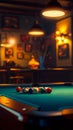 A pool table with a lot of balls on it Royalty Free Stock Photo