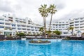 Pool at Tenerife island - Canary Spain.Four-star hotel in Tenerife. Large swimming pool in the hotel.