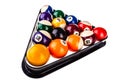 Pool triangle and balls isolated Royalty Free Stock Photo