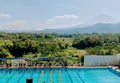 Pool view mountain Magelang indonesia Royalty Free Stock Photo