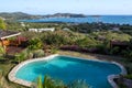 Pool and vista over Falmouth Harbour