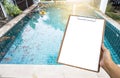 Pool water check list, swimming pool problem and service concept Royalty Free Stock Photo