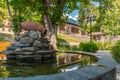 Pool with water in the courtyard of ancient Palace of Shaki Khans in Azerbaijan. Built in 18th century Royalty Free Stock Photo