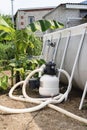 Sand filter plant at a pool in the garden Royalty Free Stock Photo