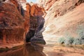 Pool of water in a narrow canyon