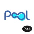 Pool word logo. Pool letters sign.