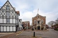 Poole Guildhall Register Office and adjacent timber framed buildings in Market Street, Poole, Dorset, UK