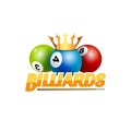 Poolroom billiards game logo icon. Billiards club template emblem design